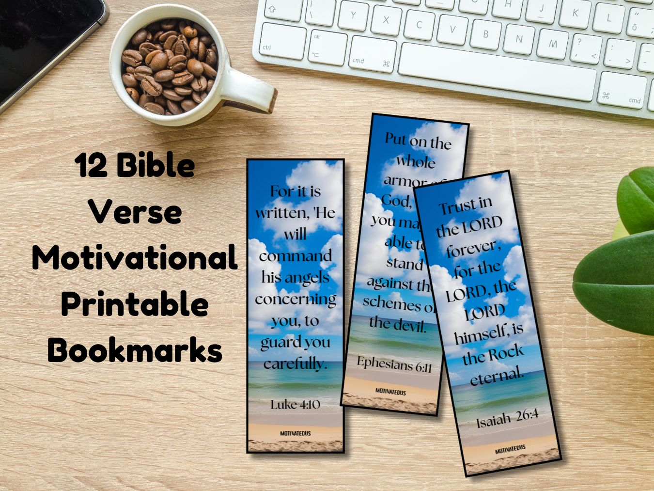 Ocean-inspired DIY Motivational Bible Verse Bookmark Printable