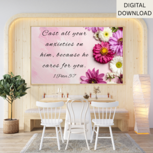 1 Peter 5:7 Bible Verse Wall Art Printable